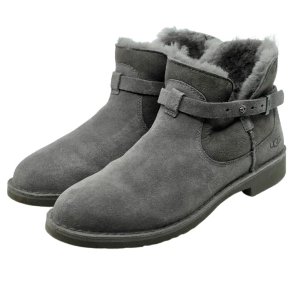 UGG~Elissa~GRAY SUEDE & SHEARLING WOMENS ANKLE BOOT Sz 9 NEAR NEW